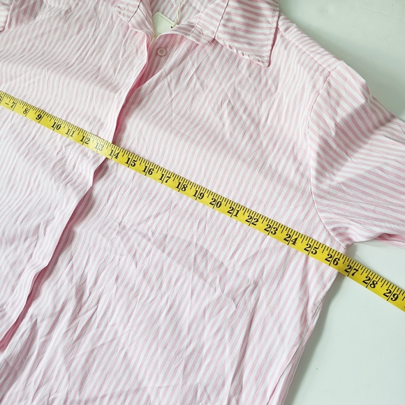 Italian 100% Cotton By Coco Pink White Striped Ruffle Button Up Shirt Size L/XXL - Picture 15 of 15
